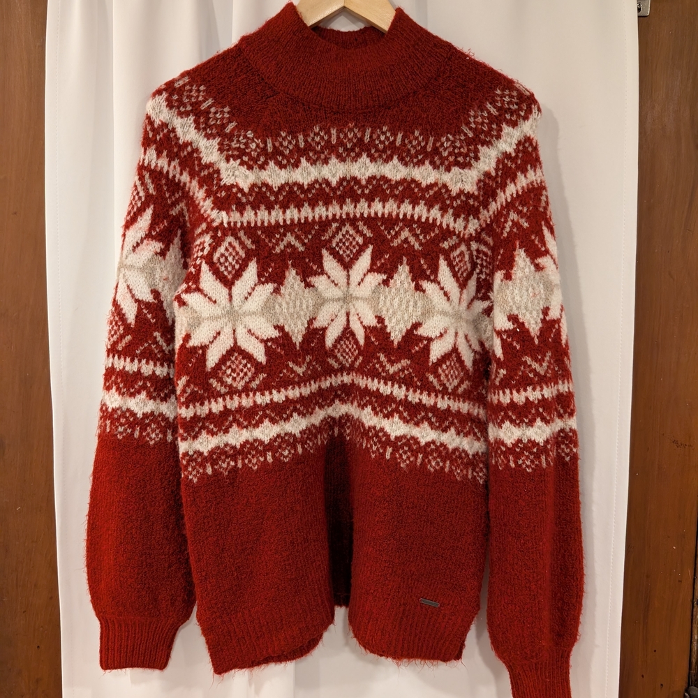 Abercrombie & Fitch Fair Isle High Neck Red Sweater